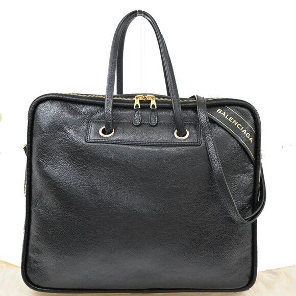 BALENCIAGA Blanket Square Medium 2Way Shoulder Hand Bag Leather Black - Picture 1 of 15